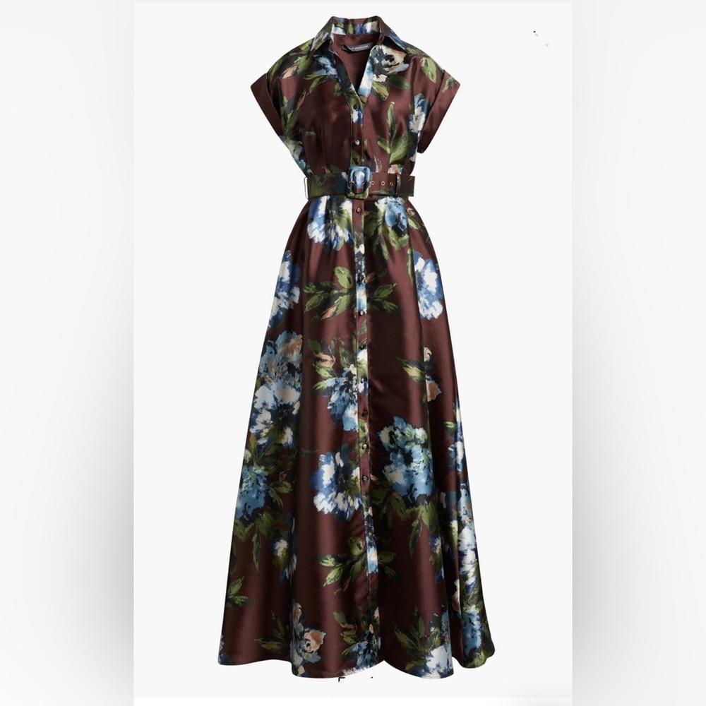 Julia Jordan Floral Print Belted Gown